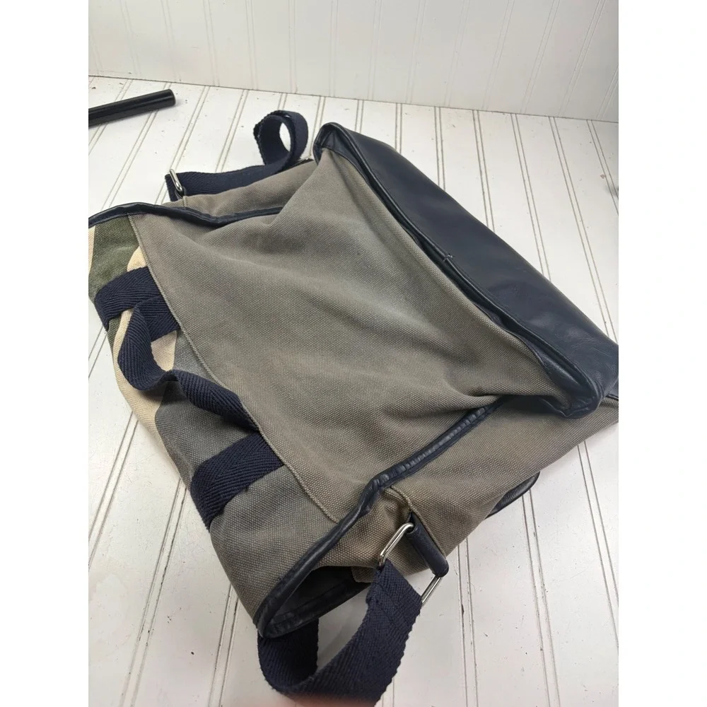 Ben Sherman Canvas Green Gray Crossbody Laptop School Messenger Bag